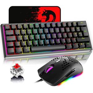 ゲーミングキーボードマウス セット ゲーミングキーボード 赤軸 メカニカル テンキーレス 60％ コンパクト 14種類のRGBバックライト 全キー防衝