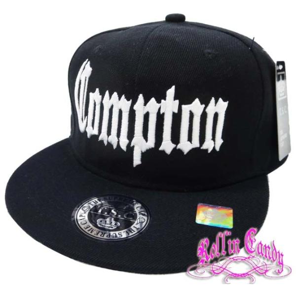 LA直輸入 Compton刺繍ベースボールキャップ ブラック 男女兼用 HIPHOP B系 ヒップホ...