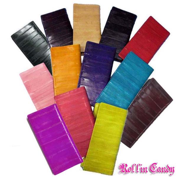 うなぎの本革 高級 イールスキンスリム長財布/ウォレット 財布 うなぎの皮 レザー ウナギ 男女兼用...