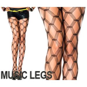 MusicLegs(ミュージックレッグ)ビッグダイアモンドネットタイツ/ストッキング 5042 コスプレ 衣装 ダンス パーティー セレブ ダンサー 黒 ブラック｜rollincandy