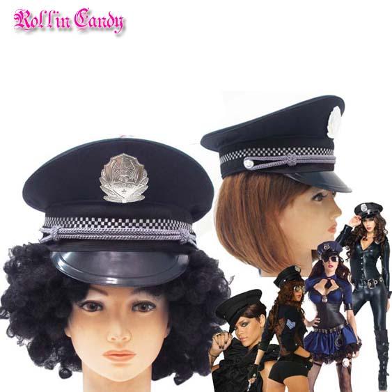 ダンス・ステージ衣装、コスプレに♪ポリスハット【ブラック】警官帽子/マリンハット/ミリタリーハット/...