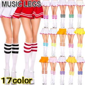 MusicLegs(ミュージックレッグス)3本ライン入り アクリルハイソックス ML5726 ホワイトベース ひざ丈膝丈ニーハイコスチュームダンス衣装靴下ハロウィンコスプレ