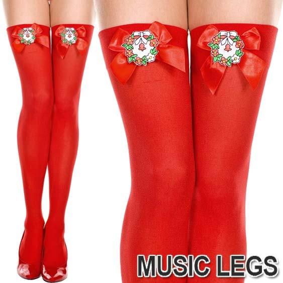 クリスマス サンタコスチュームに MusicLegs(ミュージックレッグス)クリスマスリース＆リボン...