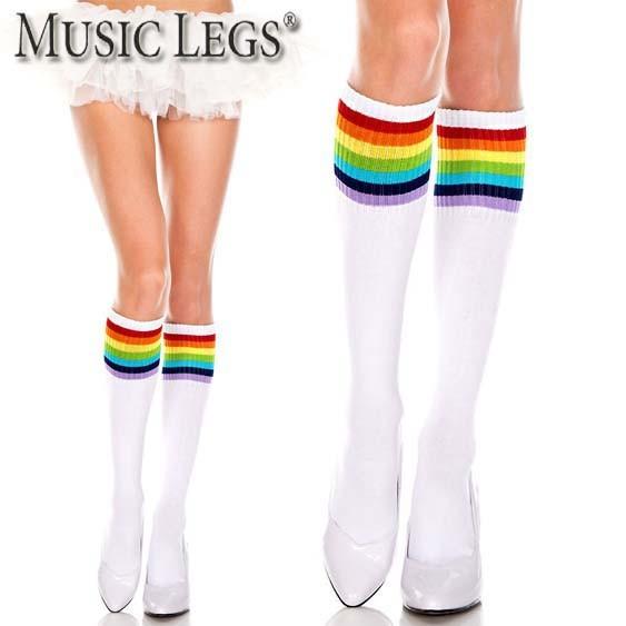 MusicLegs(ミュージックレッグス) レインボーライン入りアクリルハイソックス ML5866 ...