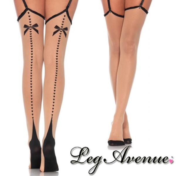 Leg Avenue(レッグアベニュー)リボン×ハートバックシーム キューバンヒールサイハイストッキ...