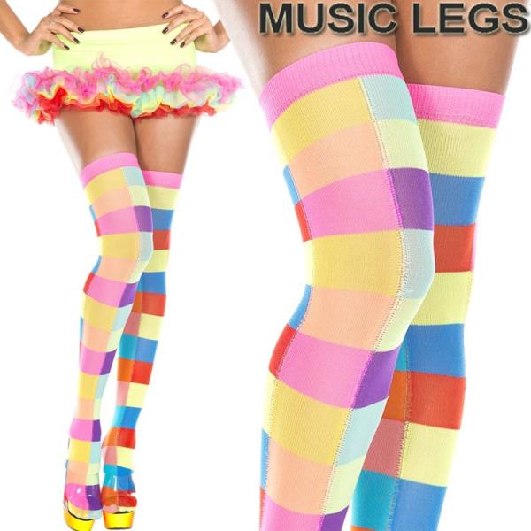 MusicLegs(ミュージックレッグ) マルチカカラフルチェックニーハイソックス ML4633 レ...