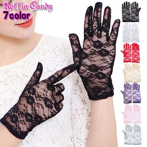 フラワーレース ショートグローブ/手袋 フォーマル ウェディング パーティー 結婚式 ステージ ダン...