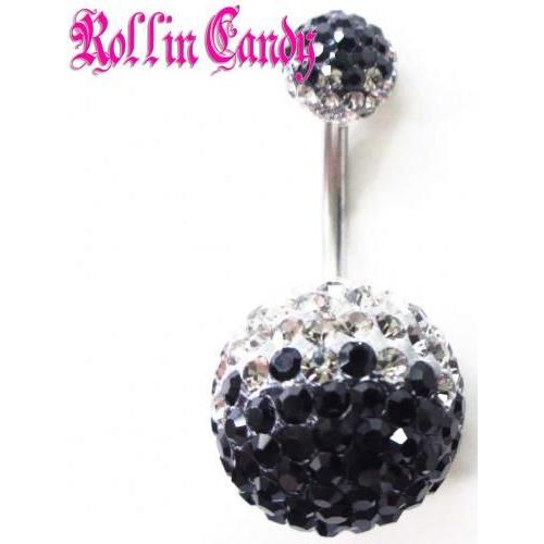 豪華♪スワロフスキー パヴェ グラデーションストーンへそピアスセレブBガールB系HIPHOPベリーリ...