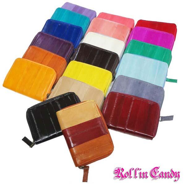 うなぎの本革 高級イールスキン ラウンドファスナー 小銭入れ/コインケース/ウォレット 財布うなぎの...