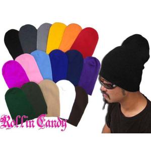 無地プレーンロングビーニー ニット帽/ワッチキャップ メンズ レディース 男女兼用 スノーボード ス...