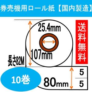 ロールチケット 6ロール Fujitaka FK-MX FK-AD 対応 汎用券売機用ロール紙 裏巻 白紙 (ミシン目