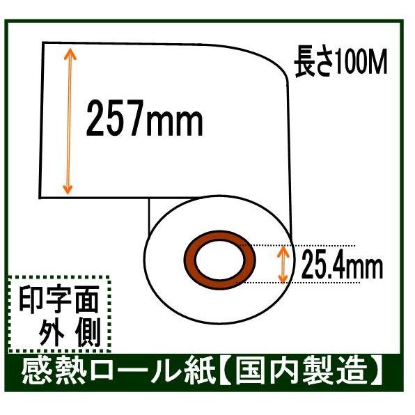 ＦＡＸ用紙 感熱ロール 257x100x1 Ｂ4 幅257mm １００Ｍ巻き 芯径１インチ 業務用 ...