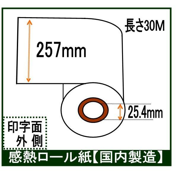 ＦＡＸ用紙 257X1X30 Ｂ4 幅257mm 30Ｍ巻き 芯径１インチ 感熱 業務用 12本入り