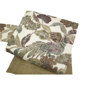 名古屋帯 夏 和染紅型 栗山吉三郎 本大麻 ジャワ更紗