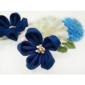 髪飾り 成人式 振袖 袴 3点セット 青色 オ...の詳細画像2