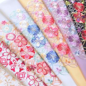 半襟 刺繍 半衿 振袖 成人式 七宝 に 桜 花 全10色
