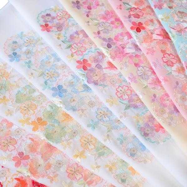 半襟 刺繍 半衿 振袖 成人式 雪輪 に 桜 花 全10色 日本製 レディース 卒業式 袴姿 フォー...