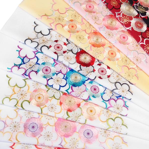 半襟 刺繍 半衿 振袖 成人式 梅詰め 梅 尽くし 古典柄 花 白 ピンク 臙脂 黒 日本製 レディ...