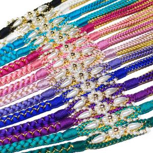 帯締め 振袖 成人式 パール ビーズ 小花  正絹 組紐