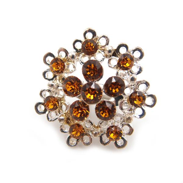 ブローチ帯留め スワロフスキー SWAROVSKI トパーズ シルバー 花 箱付き カジュアル レデ...