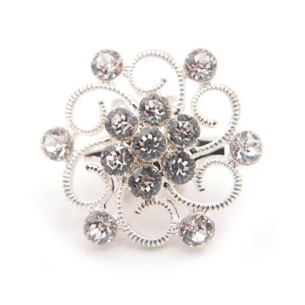 ブローチ帯留め スワロフスキー SWAROVSKI クリスタル シルバー 花 箱付き カジュアル レ...
