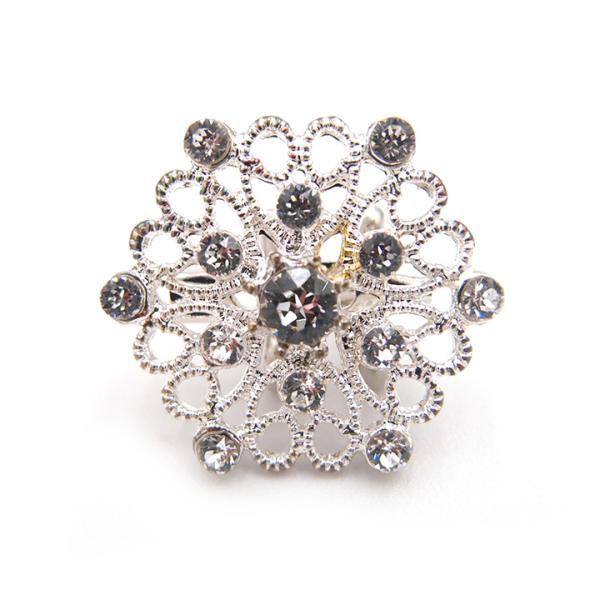 ブローチ帯留め スワロフスキー SWAROVSKI クリスタル シルバー 花 箱付き カジュアル レ...