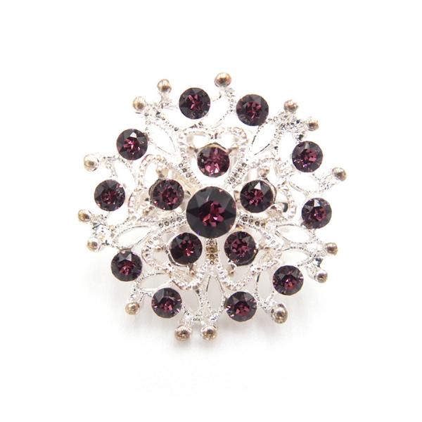 ブローチ帯留め スワロフスキー SWAROVSKI アメジスト シルバー 花 箱付き カジュアル レ...
