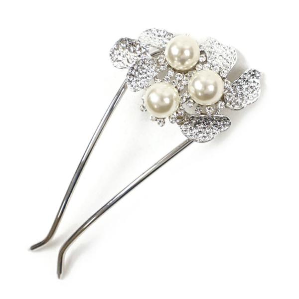 かんざし 簪 髪飾り 成人式 振袖 前撮り 袴 シルバー パール 和装 ラインストーン キラキラ 大...