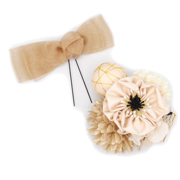 髪飾り ２点セット 京都 西陣 和小物 京あそび MIYAKO ASOBI ベージュ リボン 成人式...