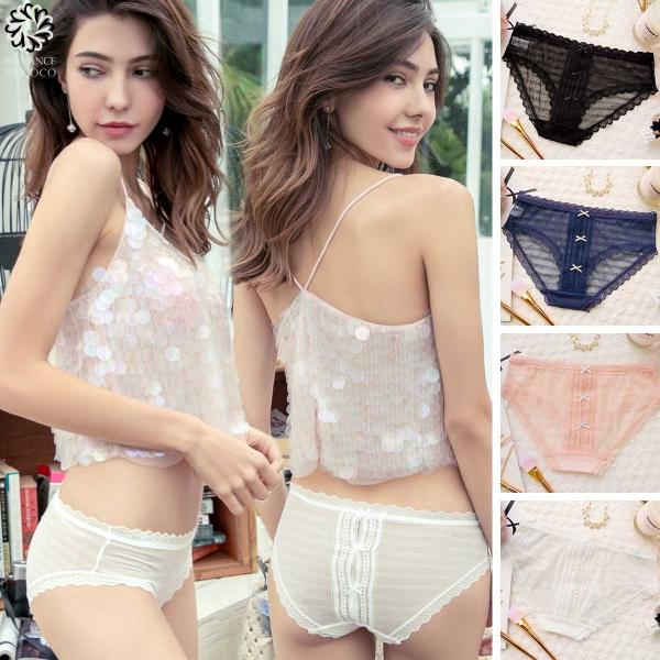 メール便可/ラドーレ(L'adoore) リボンバックオープンレースショーツ 穴あき セクシー バッ...