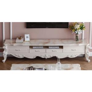 ロココ調 テレビボード 140cm クラック仕上げ テレビ台 ローボード 白