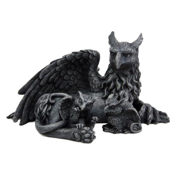 西洋彫刻 赤ちゃんを連れたグリフォン（グリフィン）彫像 置物/ ファンタジー 古代ギリシャ 神話(輸...