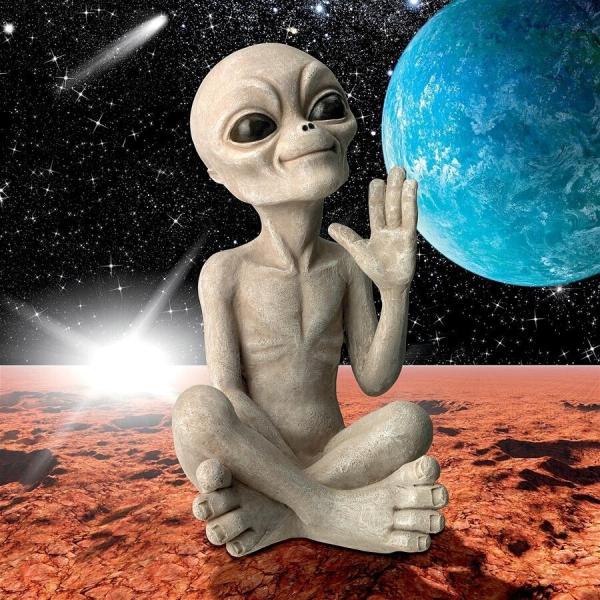 デザイン・トスカノ製 地球人に挨拶する UFOエイリアン 彫像 彫刻/地球外生命体 異星人 フェイス...