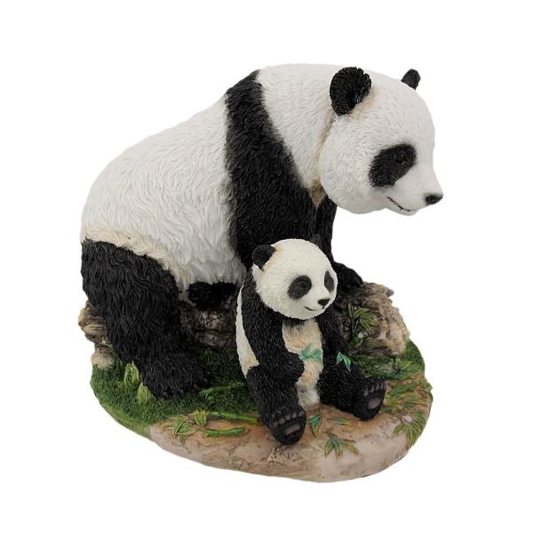 座っている、パンダの親子彫像 ディスプレイ 動物置物 彫刻 高さ 約20ｃｍ カワイイ 動物園（輸入...