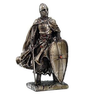 西洋彫刻 鎧を着た 中世の騎士 マルタ十字軍戦士 ブロンズ風ブック