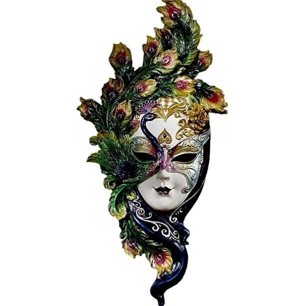 レディー ピーコック(孔雀) 仮面 ベネチアンスタイル カーニバルマスク 壁装飾 彫像 彫刻 舞踏会...