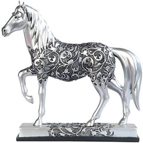 速足（はやあし）で駆ける シルバートーン彫刻された馬の彫像 フィギュア彫刻/ JRA 日本競馬協会（...