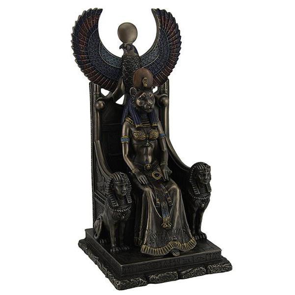 古代エジプト 玉座に座った女神 セクメト 置物 彫像 彫刻/ 破壊神、復讐者であり 王の守護神 ホル...