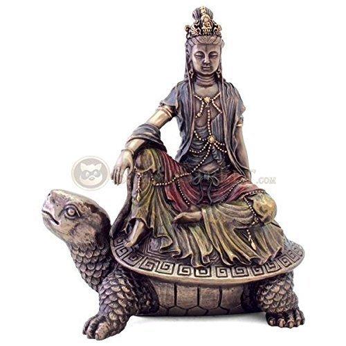 水月観音ブロンズ風彫像 仏教女神彫刻 高さ 約15ｃｍ/ 心の浄化 水難守護 東慶寺 補陀落山（輸入...