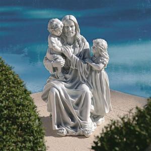 子羊と聖母子（聖母マリアとキリスト）彫像 彫刻/高さ約30cm