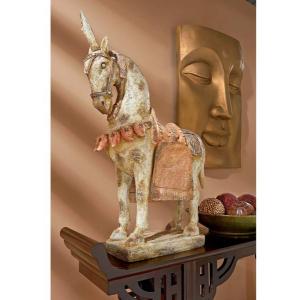 デザイン・トスカノ製 古代中国 皇帝 唐三彩 馬の彫刻 彫像 アート彫刻