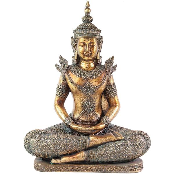 風水吉兆 ブロンズ風 印相を、組む、タイ式 仏像装飾 心の平安の象徴 彫像 彫刻/ 小乗仏教 バンコ...