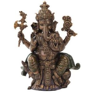 夢をかなえるゾウ インドのヒンズー教の神話像 高さ約20ｃｍ 座っているガネーシャ「富の神様」彫像（...