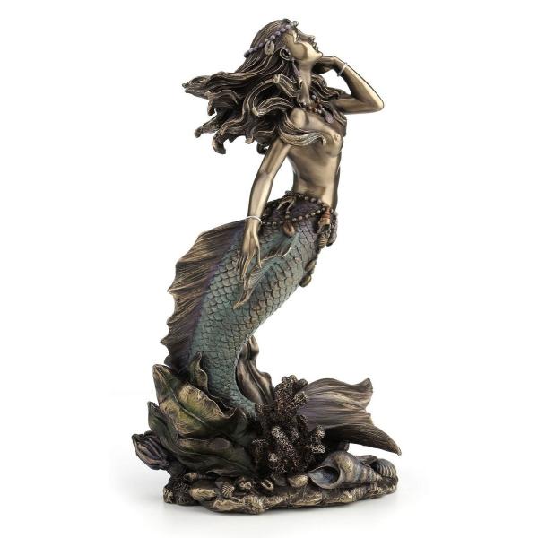 海から立ち上がる美しい人魚（マーメイド） ブロンズ風 彫像 置物/ 水族館 珊瑚礁 大洋(輸入品