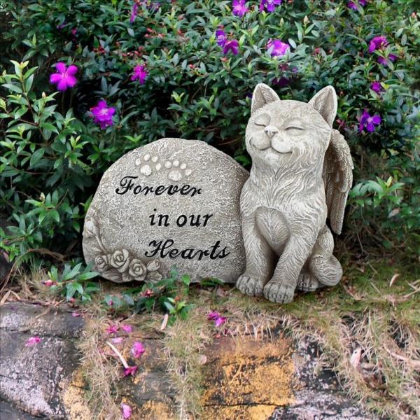 永遠に私たちの心の記念碑 猫ちゃんの彫像 彫刻/ 墓碑 ネコのお墓 墓標 ペット供養 墓石 霊園 家...