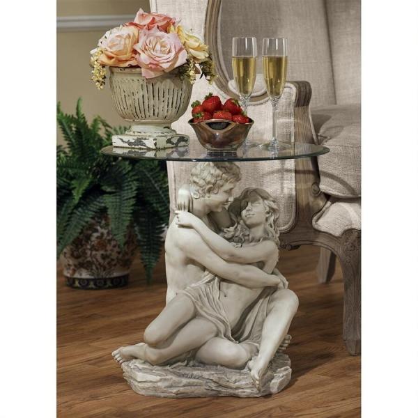 特別な ロマンスの腕の中 台座彫刻 ガラス・トップ テーブル彫像/ ファッションホテル カフェバー（...