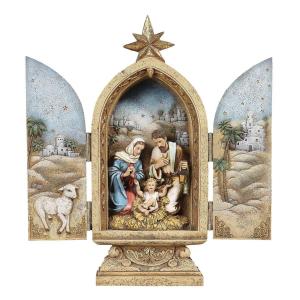 ローマン製 キリストの生誕 三連祭壇画 彫像 彫刻/ 聖母マリア