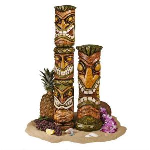 ハワイアン トーテムポール南国風オブジェ アロハ ハワイ ティキ彫刻：2セット 彫像オブジェ 置物/ エスニック（輸入品｜浪漫堂ショップ
