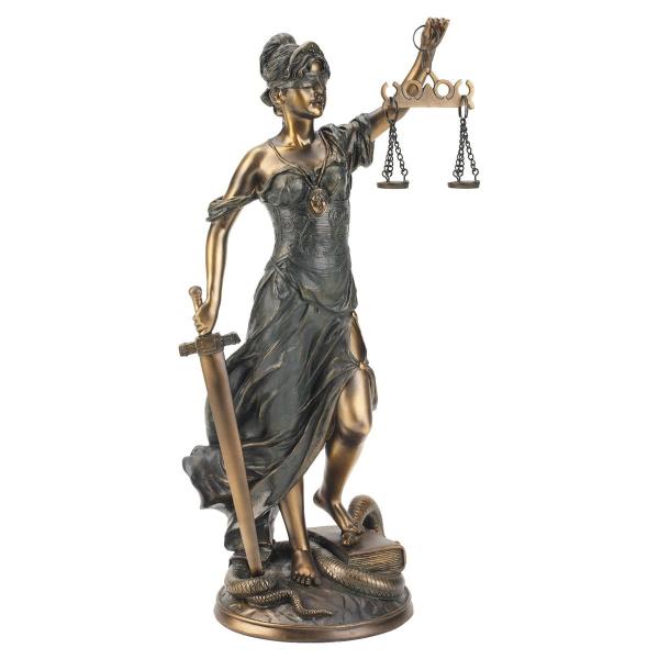 高さ約55ｃｍ 正義の女神テミス彫像； 法律の正義を象徴する彫像、ブロンズ風キャスト彫刻/ 弁護士（...
