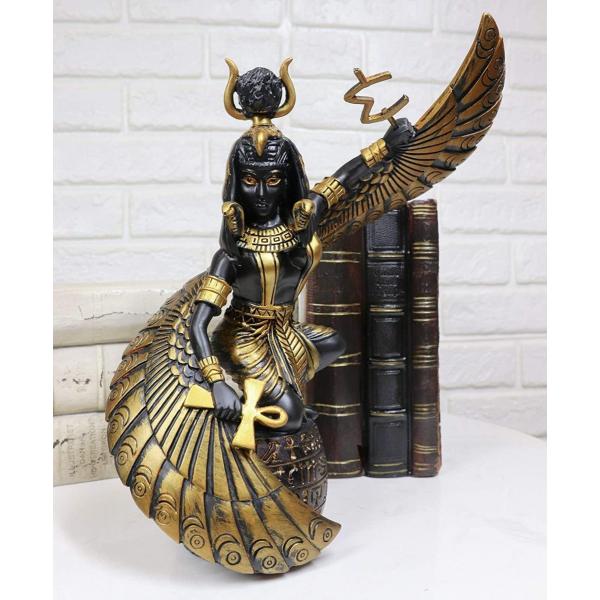 古代エジプトの女神　アンクを持って開いた翼のイシス神 魔法の母彫刻 彫像（輸入品